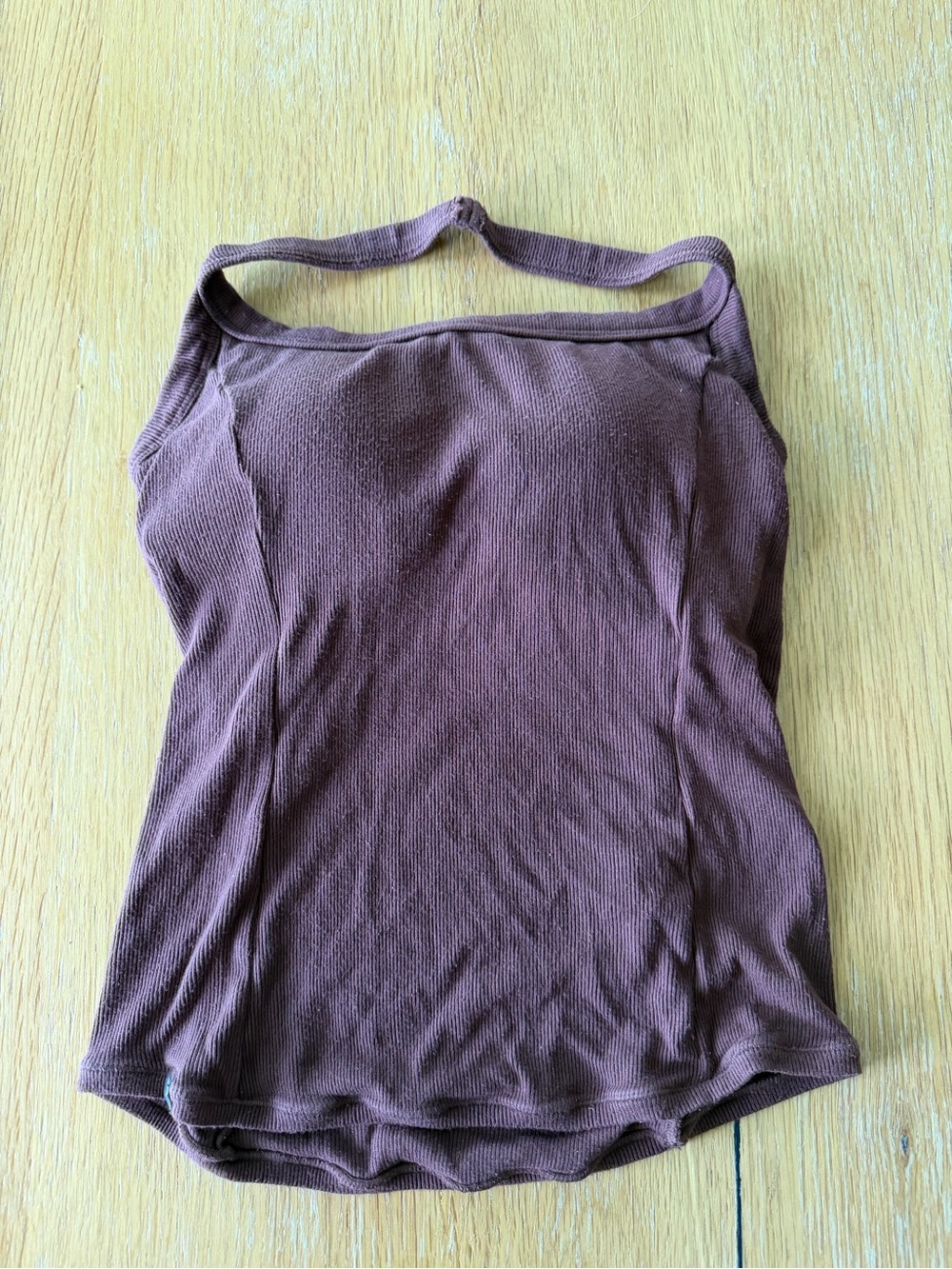 Brown Ribbed Halter Tank Top - Women